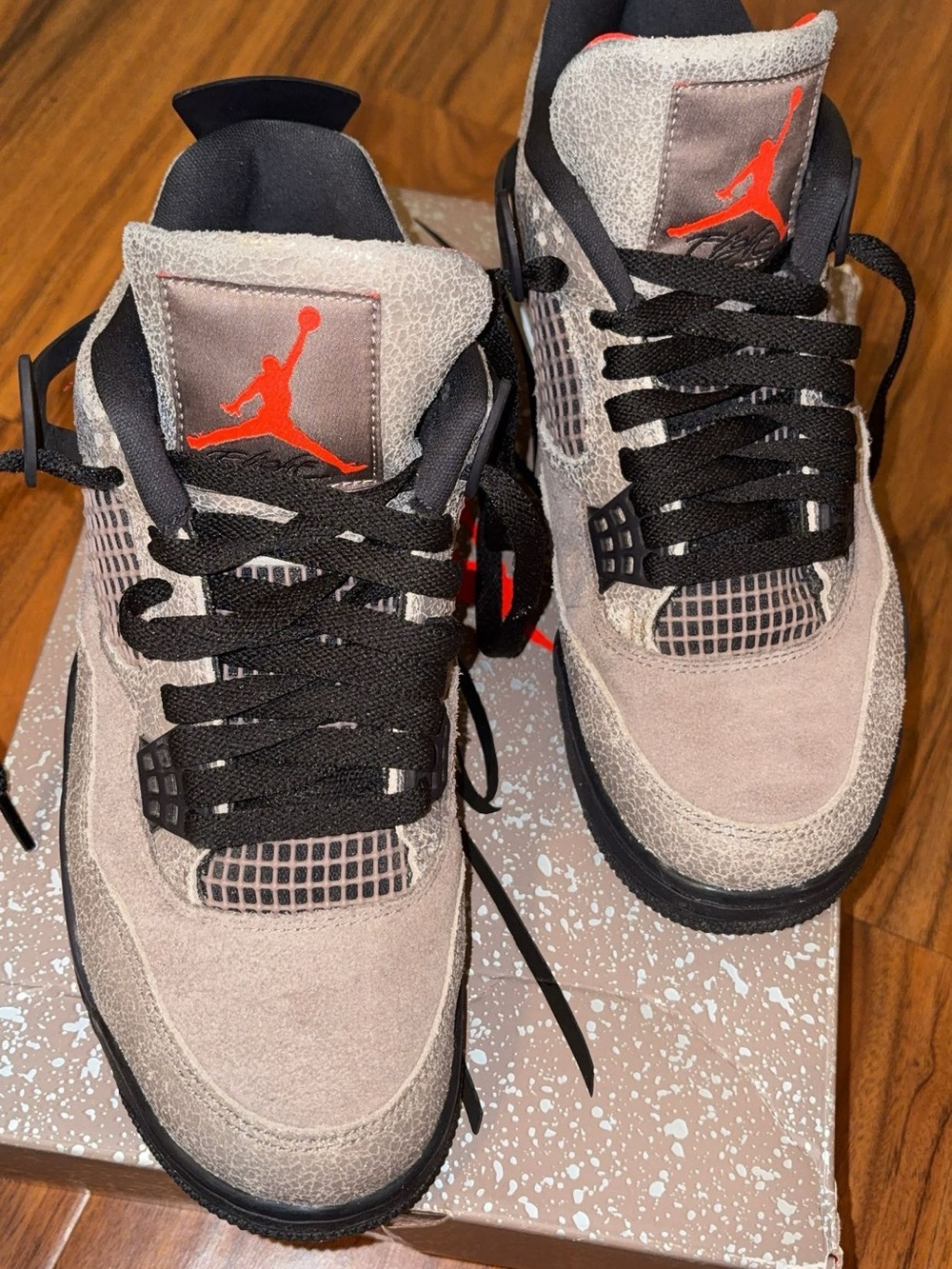 Jordan Men’s Suede Sneakers in Taupe, Black & Red
